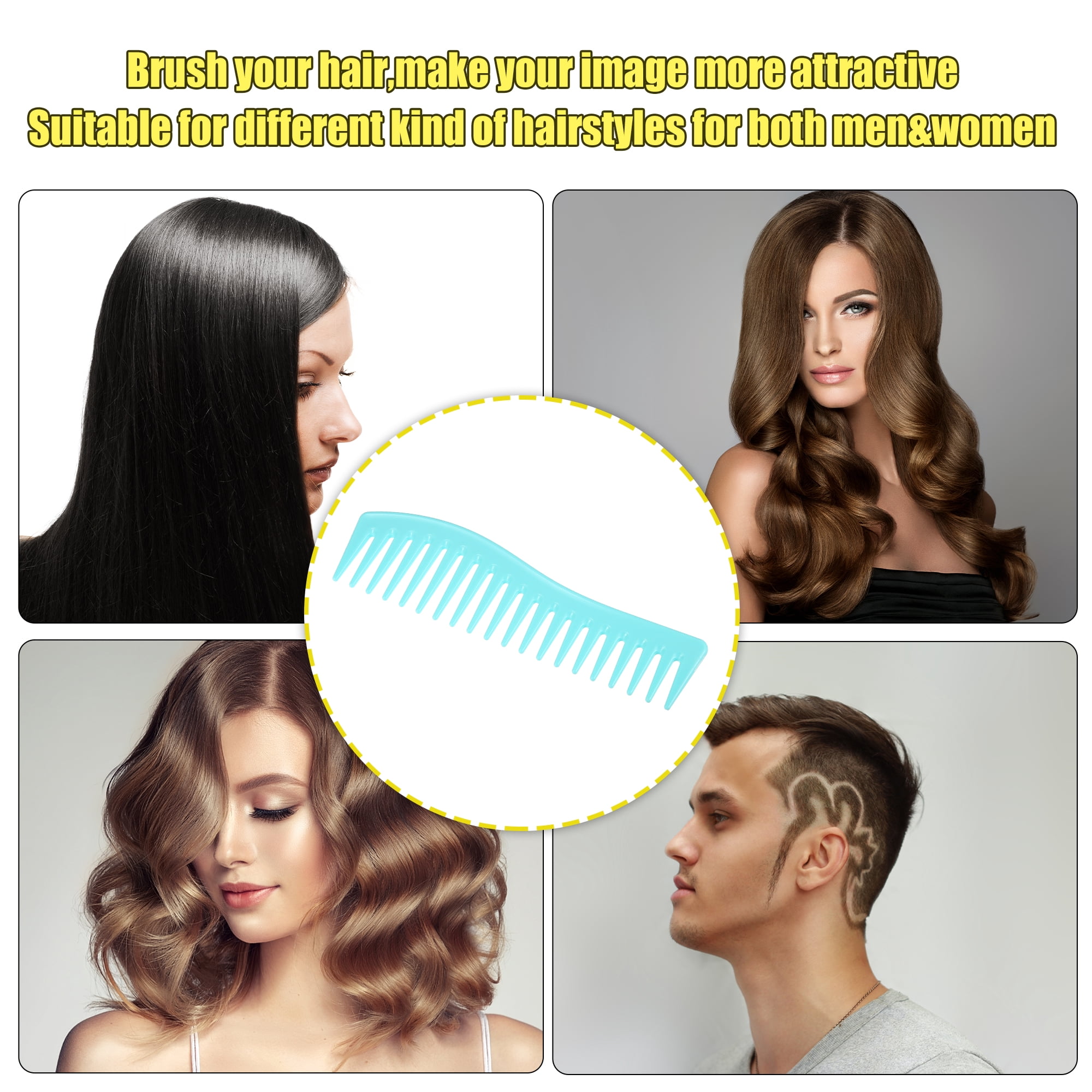 Unique Bargains Wide Tooth Hair Comb All Purpose Detangling Plastic Blue