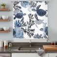 thumbnail image 3 of Navy Blue Black Coastal Turtle Sheer Curtains 63 Inches Long, Nautical Sea Coral Shell Light Filering Curtains, Breathable Simi Curtain Privacy Drapes for Living Room Bedroom Window Treatment, 3 of 7