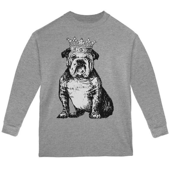 Bulldog Crown Youth Long Sleeve T Shirt Sport Grey YLG