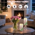thumbnail image 2 of Set of 2, 6"x3" Flickering Tulip LED Candles with Remote & Timer, Dimmable Real Wax Electric Pillar Candles Battery Operated, Birthday Gift Mother's Day Gift for Mom Women (Tulip), 2 of 5