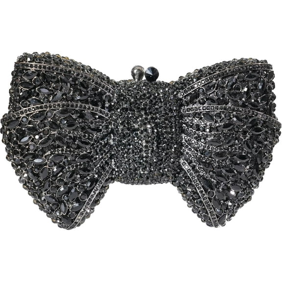 StyleSack Handmade Rhinestone Bow Clutch - Pearl Chain Evening Purse for Women Wedding Party