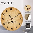 thumbnail image 5 of Lucidhisun Coffee Time Battery Operated Round Wood Silent Non Ticking Wall Clock 10in, Rustic Coffee Lover Gift Decor Wall Clock for Living Room, Kitchen, Home,Bathroom, Bedroom, Laundry Room, 5 of 7