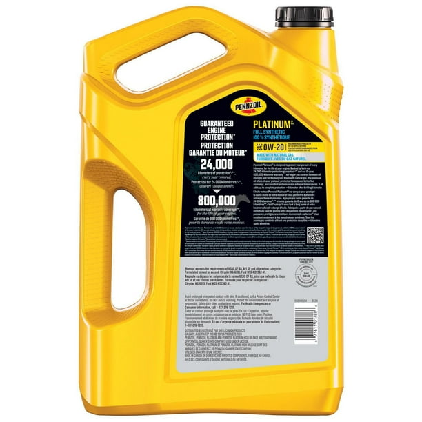 Pennzoil Platinum Synthetic 0W20 Motor Oil 5L - Walmart.ca