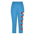 thumbnail image 4 of AUNVITO Girls Baseball Print Capri Yoga Pants Casual Sporty Stretchy Athletic Comfy, 4 of 4