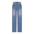 thumbnail image 5 of Scyoekwg Stretchy Jeans for Women Straight Leg Hole Denim Pants Pocket Comfy Loose Casual Ladies Sweatpants Solid Color Denim Pants Light Blue,XXXL, 5 of 6