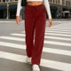 thumbnail image 5 of RKSTN Women's Corduroy Pants Plus Size Slim Fits Elastic Waisted Drawstring Lounge Pants Womens Casual Solid Oversized Loose Fits Comfortable Trousers Straight Leg Work Pant Fall Spring Clothes, 5 of 8