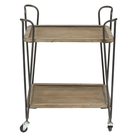 Patient Tray Cart - Winsome House Two Tray Rustic Fir Serving Cart
