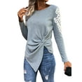 thumbnail image 3 of hirigin Women Lace Long Sleeve Tunic Tops Twist Knot Pullover T Shirts Irregular Hem Casual Dressy Fall Shirts Blouse Tops(Black,Large), 3 of 9