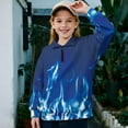thumbnail image 2 of Uorisanigo Girls Half Zipper Sweatshirts Fall Spring Outfits Clothes Blue Fire Print Long Sleeve Pullover Top Oversized Drop Shoulder Cropped Pullover Hoodies for Teen Girl, 2 of 7