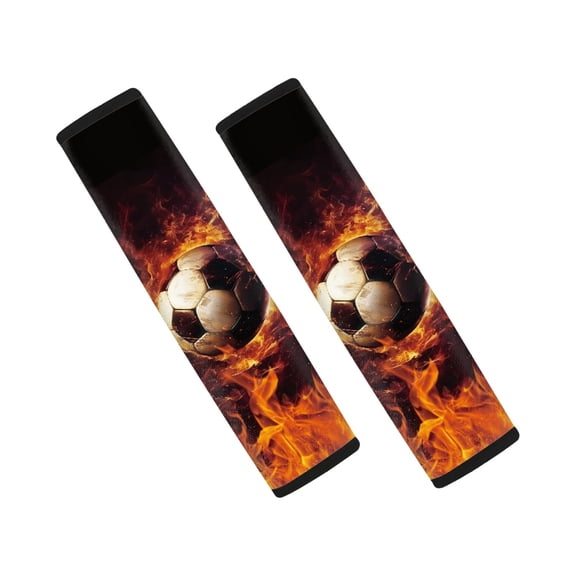 Chririnla Flames Football Car Seat Belt Pads Comfort Soft Car Seat Belt Shoulder Strap Cover Pad, Fashion Non-Slip Compatible with Auto Vans Truck