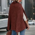 thumbnail image 4 of VISALY High Neck Sweaters Tunic Sweatshirt Fall Winter Turtleneck Sweater Fashion Chunky Knit Cape Wrap Sweaters Pullover Jumper Tops Oversized Sweatshirt Soft Sweaters Hoodies Pullover Red M, 4 of 7