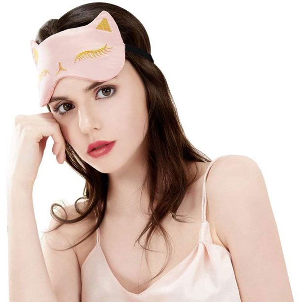 Antifaz para ojos de gato, antifaz para dormir de seda natural de Drizzle, fundas para ojos suaves y suaves para dormir Zhivalor WMZL-300-2