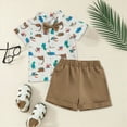 thumbnail image 2 of UAYOTSE Baby Boy's Summer Ensemble, a Linen Like Short Sleeve Button Down Shirt with Roomy Cargo Shorts 2PCS Set baby boy clothes(12-18 Months,Coffee), 2 of 6
