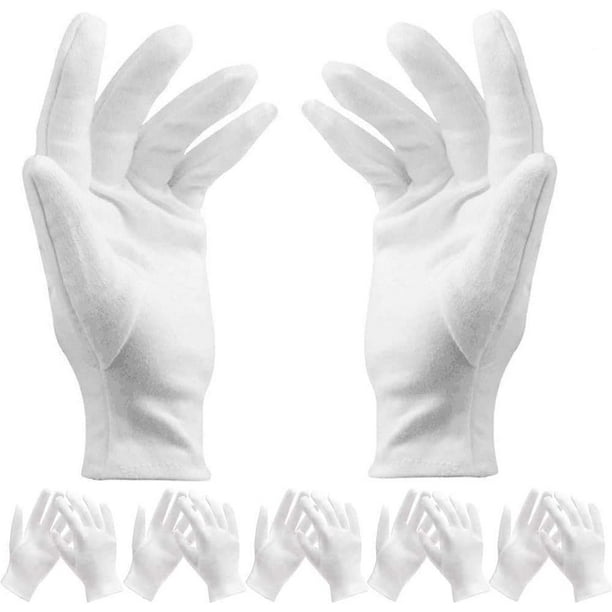 12 pares de guantes de algodón blanco, delgados, ligeros, suaves, elásticos, de algodón, guantes protectores de trabajo, joyas de monedas blancas, guantes de inspección de plata, tamaño mediano Sincero necesidades diarias