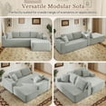 thumbnail image 3 of Muumblus Modular Sectional Sofa, Oversized L-Shape Cloud Couch, Modern Corduroy Sleeper Couches for Living Room, No Assembly Required, Light Grey (Right Facing Chaise), 3 of 11