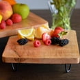 thumbnail image 3 of Raised Wooden Trays, Set of 2, Thick Square Planks, Ash Color, Mango, Metal Legs, Rustic, 11.75 and 9.75 Inches, Kitchen Accessory, 3 of 6
