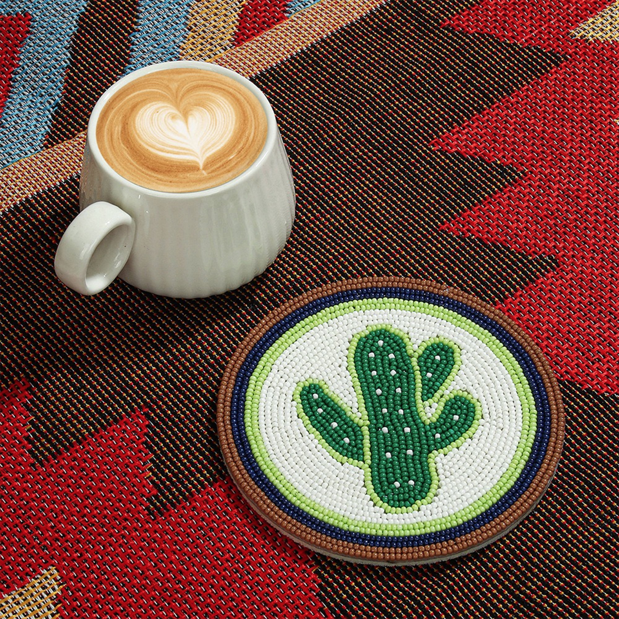 YIFEI Diamond Art Coasters Kit with Holder 4 Pcs Evil Eye Palm Tree Lips Cactus Diamond Painting Coasters DIY Craft Kit for Adults Beginners Gift