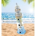 thumbnail image 2 of CoTa Global Ocean Breeze Lighthouse Decor - Handmade Wooden Lighthouse Beach Decorations for Home with Decorative Starfish Ornaments, Coastal Centerpiece Home Decor for Table Top - 12.25 Inches, 2 of 7
