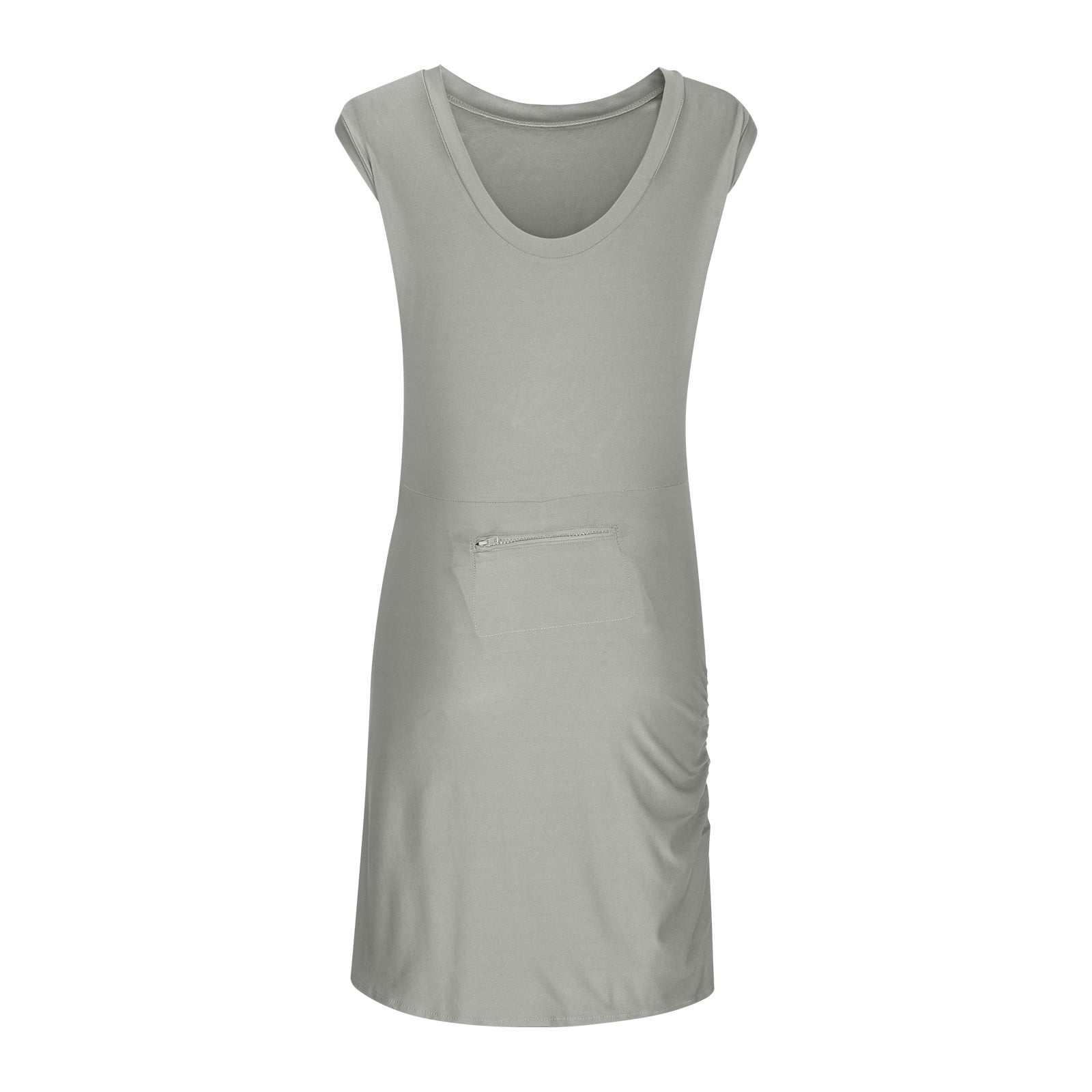 QATAINLAV Women's Sleeveless Workout Athletic Rompers Built-in Shorts Zipper Pocket Onesie Tennis Dress Stretchy Golf Summer Mini Dress Gray M