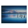 thumbnail image 2 of Nature Cutting Board, Wooden Pier Tops Remain in Lake with Sunset Mirror Image out Different Perspectives, Decorative Tempered Glass Cutting and Serving Board, Small Size, Royal Blue, by Ambesonne, 2 of 5