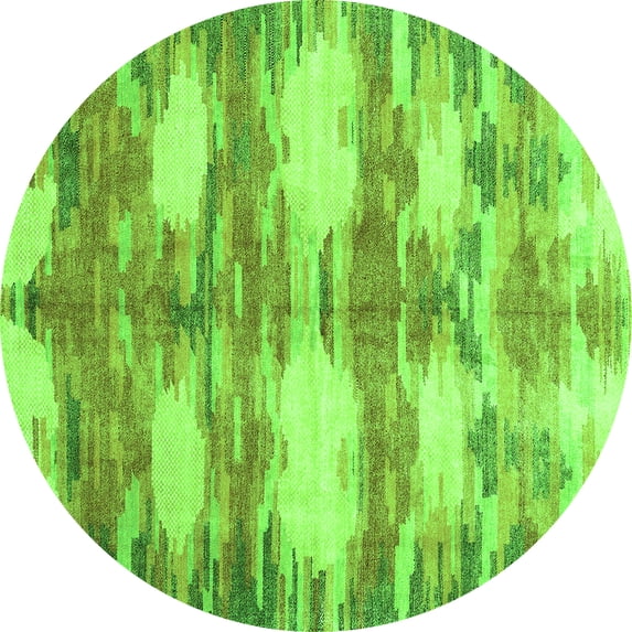Ahgly Company Indoor Round Abstract Green Contemporary Area Rugs, 6' Round