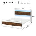 thumbnail image 7 of 4 EVER WINNER Queen Size LED Bed Frame, White Metal Platform Bed Frame with LED Headboard, Rustic Wood Headboard, No Box Spring Needed, White, 7 of 7