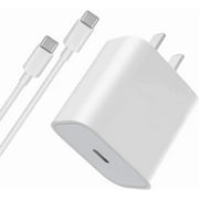 18W USB C Fast Charger for 2020/2018 iPad Pro 12.9 Gen 4/3, iPad Pro 11 Gen 2/1, iPad Air 4, Google Pixel 4 XL/3a XL/3/2, Samsung Galaxy S20/S10/S9, PD Wall Charger with USB C to USB C Charging Cable