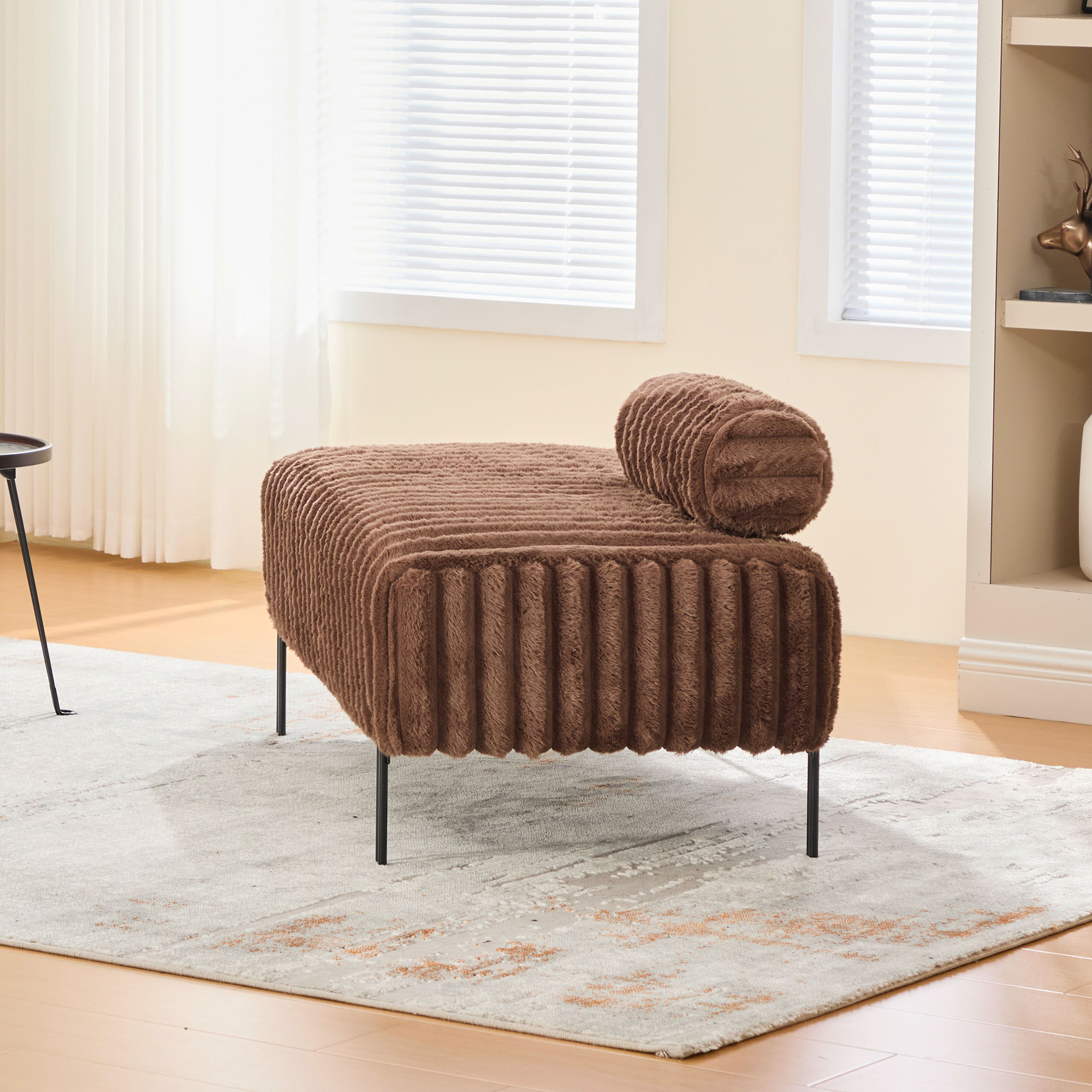 CQSXDA Compact Upholstered Mini Loveseat in Elegant Grey with Durable Metal Legs - Perfect 2-Seater Sofa for Small Spaces,Brown