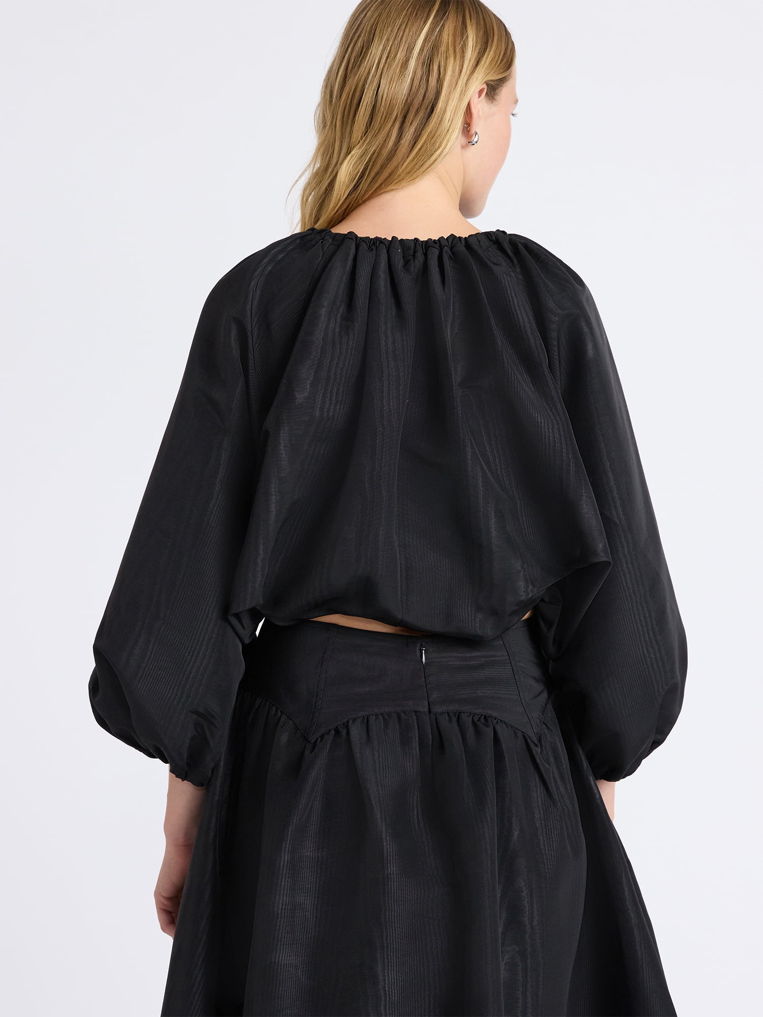 Free Assembly Women's and Women's Plus Bubble Hem Top with ¾-Length Sleeves, Sizes XS-4X
