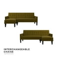 DHP Hudson Small Space Sectional Sofa Futon, Green Linen