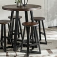 thumbnail image 3 of Walker Edison 5-Piece Rustic Counter-Height Dining Set, Mahogany/Black, 3 of 9