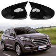 thumbnail image 3 of Car Glossy Black Ox Horn Rearview Side Glass Mirror Cover Trim Frame Side Mirror Caps For 2015-2020, 3 of 5