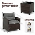 thumbnail image 5 of Hommoo 3 PCS Rattan Patio Furniture Set, Outdoor Brown Wicker Conversation Set with Glass Tabletop & Gray Cushion, 5 of 6