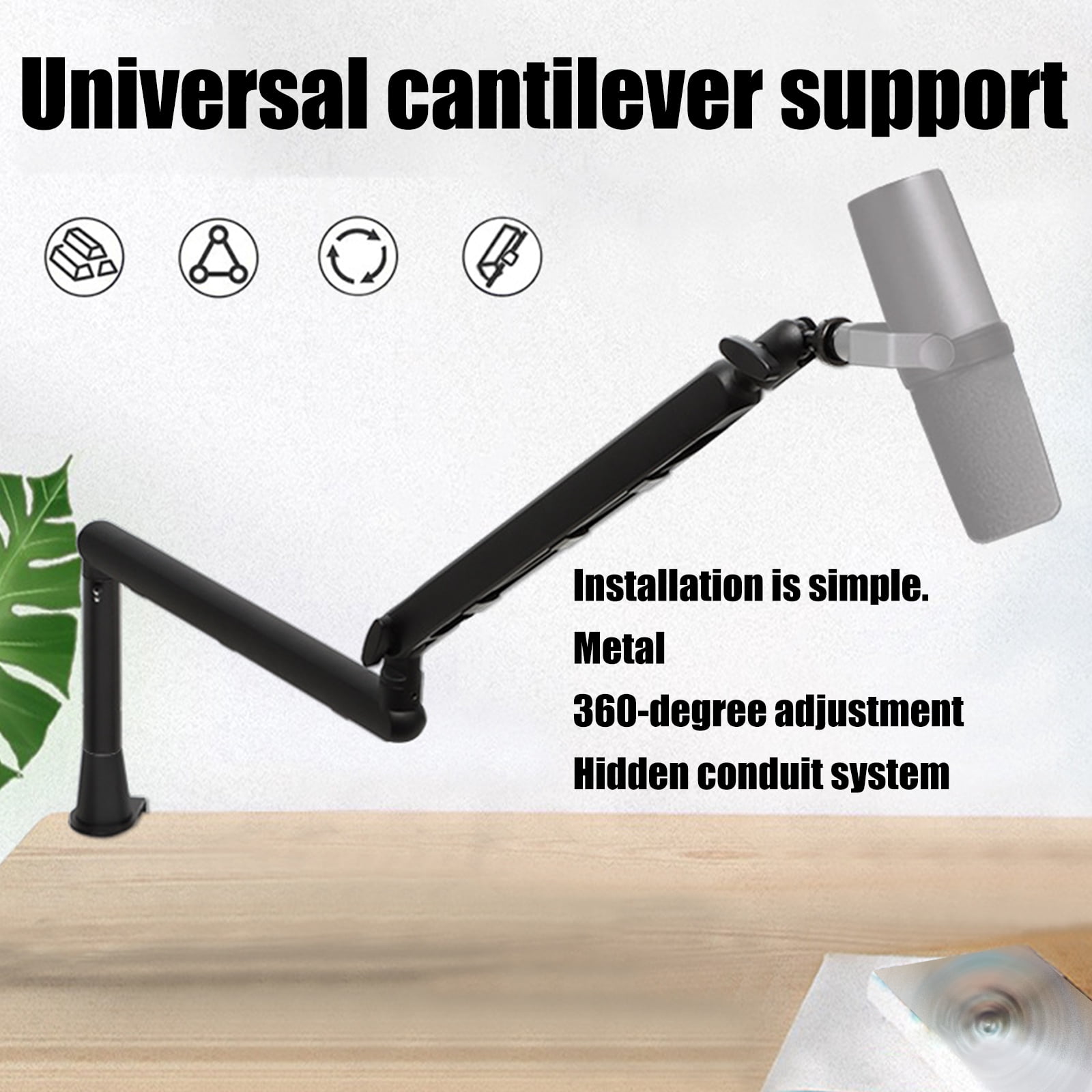 Adjustable Metal Microphone Boom Arm Stand Foldable Design For Studio Recording Live Broadcast Voice Chatting