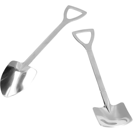 

Shovel Spoons Stainless Steel Ergonomic Handle Dessert Coffee Spoons for Cake for Jelly Silver Set [Black Box]