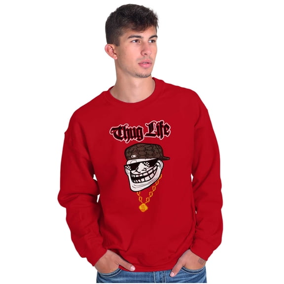 Funny Thug Life Troll Face Meme Sweatshirt for Men or Women Brisco Brands 2X