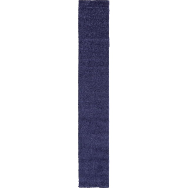 Unique Loom Solo Collection Solid Plush Kids Runner Rug, 2' 2" x 13', Navy Blue