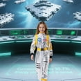thumbnail image 7 of Alaiyaky Kids Astronaut Costume, Space Costume Halloween Fancy Dress Kids Girls Boys Astronaut Astronaut Uniform Jumpsuit Outfits Halloween Book Day Party Dress Up, 7 of 7