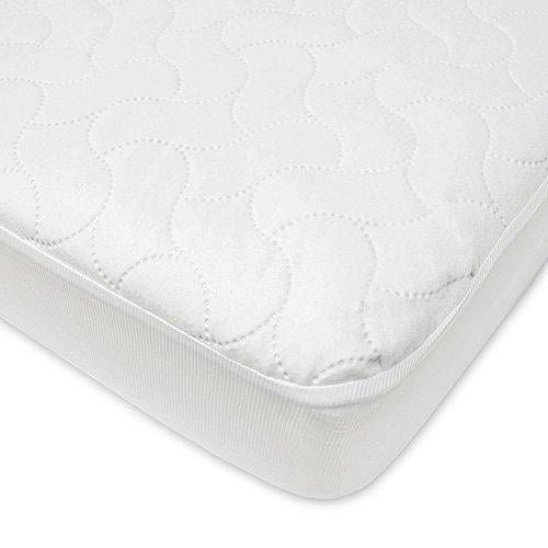 american baby company waterproof fitted crib and toddler protective mattress pad cover, white