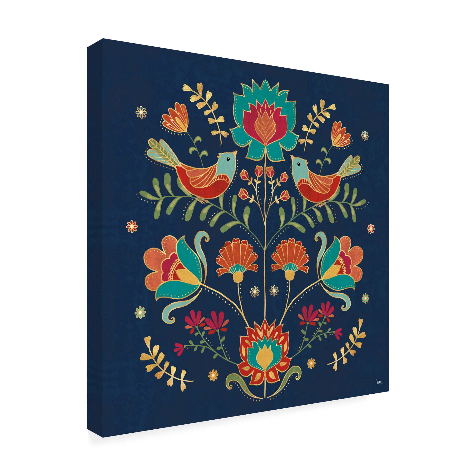 Trademark Fine Art 'Folk Floral 2 Dark' Canvas Art by Veronique Charron
