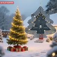 thumbnail image 2 of Stylized Metal Hanging Christmas Tree Wind Spinner - Layered Design with House & Snowflakes for Festive Yard & Garden Decor, 2 of 7