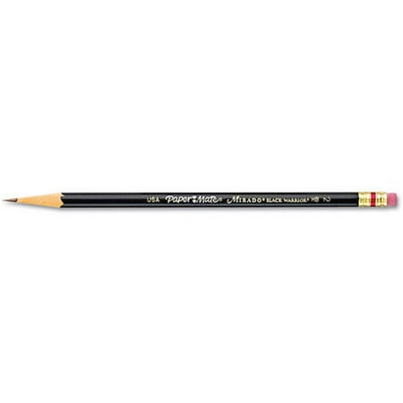 (3 Pack) Paper Mate Mirado Black Warrior Woodcase Pencil, #2 HB, Black Matte Barrel,