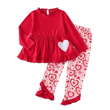 

kpoplk Christmas Outfits For Girls Kids Toddler Baby Girl Fall Winter Outfit Long Sleeve Knit Turtleneck Shirt Top Ruffle Overall Suspender Skirt Set(Red)