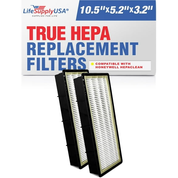 LifeSupplyUSA True HEPA Filter Replacement Compatible with Honeywell HEPAClean HRF-C2, Filter C Air Purifier (2-Pack)