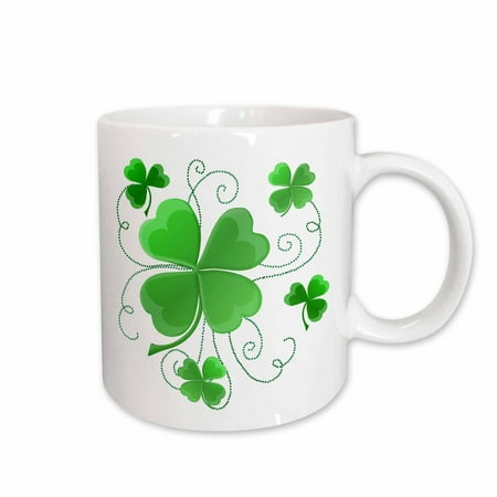 

3dRose This design is of some lucky Shamrocks just in time for St Patricks Day Ceramic Mug 11-ounce
