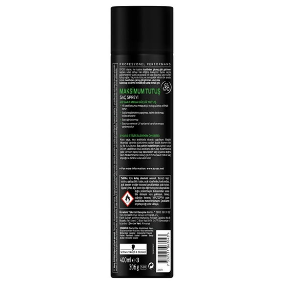Syoss Max Hold Vaporisateur pour Cheveux 400 ml