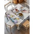 thumbnail image 2 of Happy Easter Suqare Tablecloth - 54 x 54 Inch, Spring Grey Bunny Colorful Eggs Flower Beige Waterproof & StainResistant Tablecloth, Washable Oil-proof Table Cover for Dining/Party/Wedding/Buffet, 2 of 9