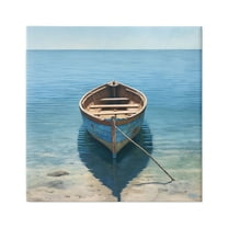 Stupell Industries Rowboat on Calm Shore Transportation Painting Gallery Wrapped Canvas Art Print Wall Art, 24 x 24