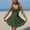#235-Army Green, variant on Ounisa One Piece Swimsuits for Women Slimming Tummy Control Swim Dress V Neck Keyhole Skirted Bathing Suits