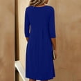 thumbnail image 3 of Xuyuer Summer Midi Dress for Women Casual Loose Solid Color Flowy Loose A Line Tiered 3/4 Sleeve Crew Neck Spring Long Dresses Travel, 3 of 5